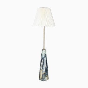 Floor Lamp in Ceramic, Brass by Rigmor Nielsen for Bornholm, 1960s, Denmark