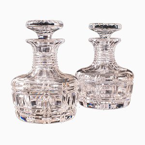 Antique Edwardian English Glass Sherry Decanters, Set of 2