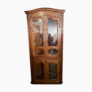 Louis XV Walnut Showcase Corner Cabinet with Cubic Marquetry by Oeben, 18th Century