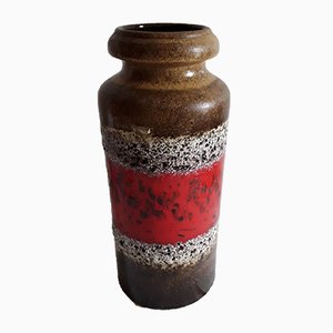 Vintage Fat Lava Keramik Modell 517-30 Vase mit verschiedenen Glasiertechniken von Scheurich, 1970er