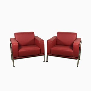 Rote Kea Stühle aus Kunstleder & Chrom von Emmegi, 2er Set