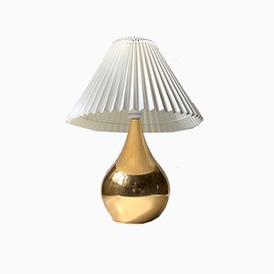 Lámpara de mesa en forma de lágrima chapada en oro de Hugo Asmussen, años 60