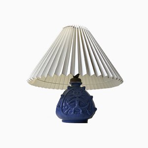 Lampe de Bureau Spiky Bleue en Céramique avec Troll par Lauritz Hjorth, 1940s