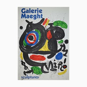 Escultura, vintage Póster After Mirò Lithograph de Galerie Maeght, años 70