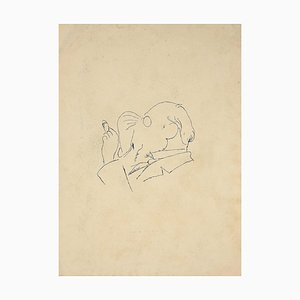 The Man With Cigarette, dibujo original con tinta China, principios del siglo XX