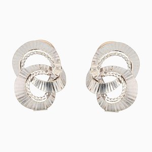 Boucles d'Oreilles avec Clip 18 Carat en Or Blanc, France, 1960s, Set de 2