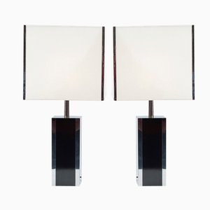 French Formica and Chrome Table Lamps, Set of 2