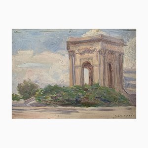 David Arnold Burnand, La promenade du Peyrou, Montpellier, 1910, Peinture à l'Huile
