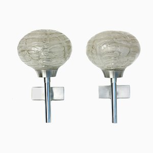Mid-Century Sconces in Textured Glass, Set of 2