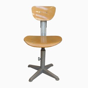 Industrial Height-Adjustable Desk Chair, 1950s