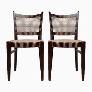 Französische Art Deco Stühle mit Kordel, 2er Set