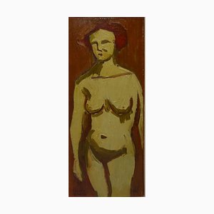 Edgardo Corbelli, Orange Nude Oil Painting, 1952