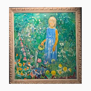 Gleb Savinov, Little Girl in the Garden Flowers, 1990s