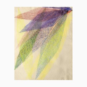 Composición abstracta, líneas, colores, témpera sobre papel, 1983