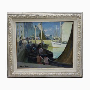 Henry Maurice Cahours, Boat Harbor France the Arrival in Port Douarnenez, 1922