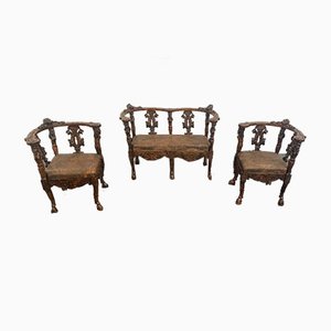 Set de Mobilier de Salon Late Neo Renaissance, Set de 3