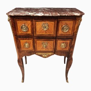 Small Transition Style Sauteuse Chest of Drawers in Rosewood