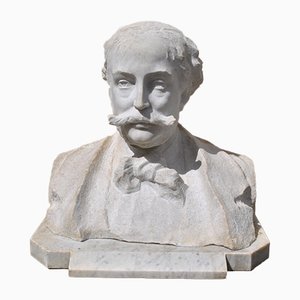 Marble Bust, Gentleman with Moustache, 19th Century