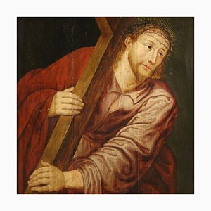 Ancient Christ Carrying the Cross Panel, 17th Century