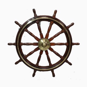 Schiffslenkrad aus Teak, frühes 20. Jahrhundert