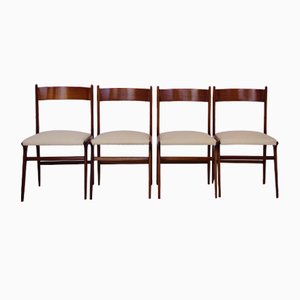 Sedie vintage in stile danese in tessuto strutturato beige chiaro, set di 4