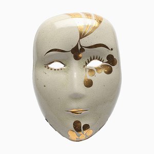 Masque Mural Geisha Vintage en Grès par Lisa Larson pour Gustavsberg