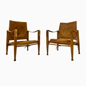 Safari Stühle aus Leder & Eschenholz von Kaare Klint für Rud Rasmussen, 2er Set