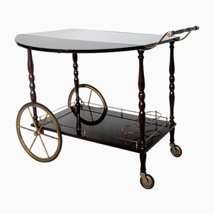 Mahogany Wood and Brass Bar Cart from Maison Bagues
