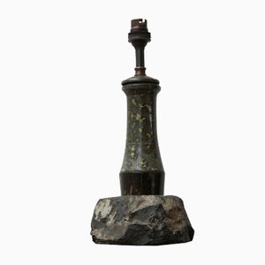 Lámpara de mesa Mid-Century de mármol serpentino