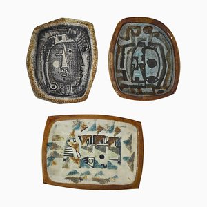 Cuencos de cerámica daneses esmaltados de Jeppe Hagedorn-Olsen, años 60. Juego de 3