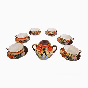 Hand-Painted Chinese Porcelain Set, 1950s, Set of 13