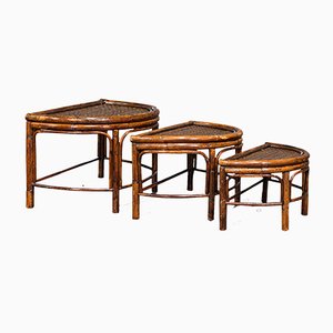 Antique Oriental Nesting Tables in Bamboo, Set of 3