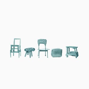 Chinese Stools – Made in China, Copied by the Dutch 2007, Green from Studio Wieki Somers, Set of 5