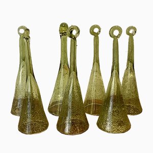 Champagne Flutes in Pomponettes Blown Glass, France 1960s, Set of 7