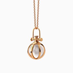Modern Sacred 18k Solid Rose Gold Mini Crystal Orb Necklace with Natural Rock Crystal by Rebecca Li
