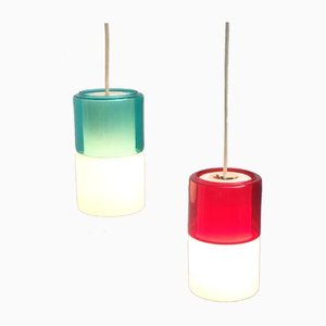 Mid-Century German Glass Pendant Lamps from Peill & Putzler, Set of 2