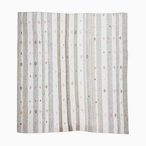 Minimalistischer Vintage Flach gewebter Flachgewebe Teppich in Grau & Weiß im Skandinavischen Stil