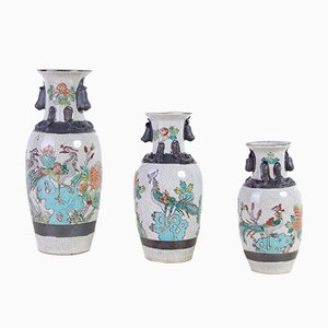 Japanese Ceramic Vases, Early 1900s, Set of 3