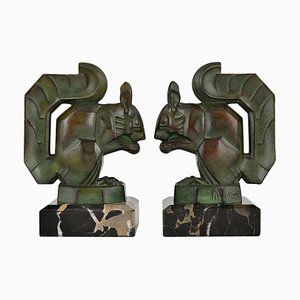 Art Deco Squirrel Bookends by Max Le Verrier, 1930s, Set of 2