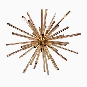 Mid-Century Italian Amber Murano Art Glass Chandelier, 1970