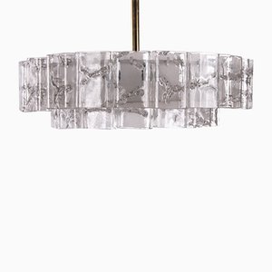 Mid-Century German Brass & Crystal Chandelier from Doria Leuchten, 1960s, Set of 2