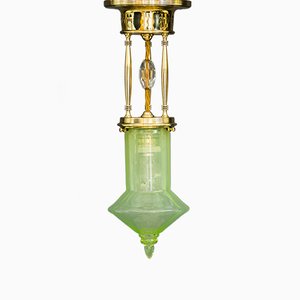 Art Deco Deckenlampe mit Original Opalglas Schirm, 1920er