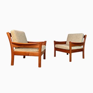 Poltrone in teak e lana di Dyrlund, Danimarca, anni '60, set di 2