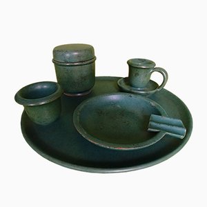 Set da fumo in ceramica verde, set di 5