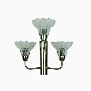 Three-Arm Glass & Chrome Flower Lamp