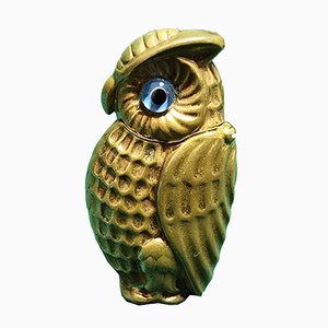 Antique Brass Match Box with Glass Eyes