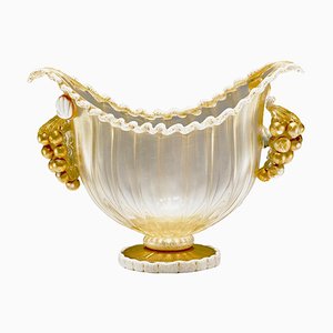 Bol sur Pied avec Feuille d'Or et Raisin par Ercole Barovier pour Barovier, Toso & Co., 1949