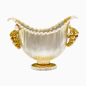 Footed Bowl with Gold Leaf & Grapes by Ercole Barovier for Barovier, Toso & Co., 1949