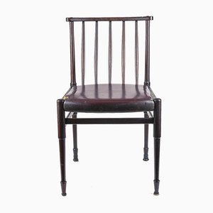 Vintage Stuhl aus dunkel gebeiztem Holz & Leder, 1960er