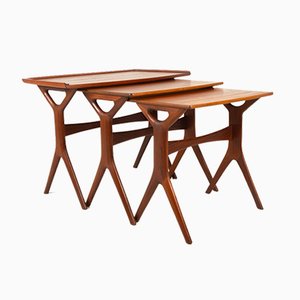 Tables Gigognes Modernes en Teck par Johannes Andersen pour CFC, Danemark, 1960s, Set de 3